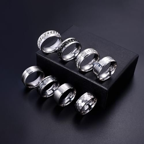 REVOLIA 16PCS Silver Rings for Men Stianless Steel Band Rings for Men Women Simple Engagement Wedding Promise Rings Set