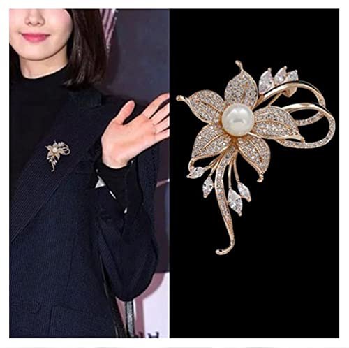 Rhinestone Pearl Flower Brooch Femininity Brooch Art Brooch Flower Brooch Pin Sweater Accessories for Women, Girls, Ladies