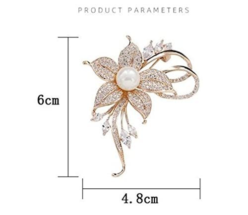 Rhinestone Pearl Flower Brooch Femininity Brooch Art Brooch Flower Brooch Pin Sweater Accessories for Women, Girls, Ladies