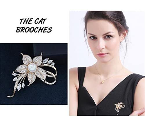 Rhinestone Pearl Flower Brooch Femininity Brooch Art Brooch Flower Brooch Pin Sweater Accessories for Women, Girls, Ladies