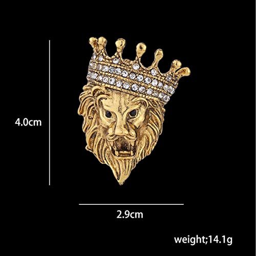 Rhinestone Tiger Head Brooch Pins for Men,Animal Lapel Pins Lion Wolf Head Coat Collar Brooch Vintage Lapel Pin Brooch Safety Pin Men Suit Accessory
