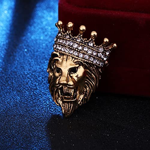 Rhinestone Tiger Head Brooch Pins for Men,Animal Lapel Pins Lion Wolf Head Coat Collar Brooch Vintage Lapel Pin Brooch Safety Pin Men Suit Accessory