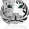 Rhinestone Tiger Head Brooch Pins.Gold Silver Animal Lapel Pin,Charm Lion Coat Collar Brooch for Men Suit Pin