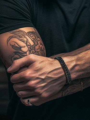 Richsteel Bracelets for Men Cuban Link Chain Bracelets Gift for Friends Stainless Steel/Gold/Black Plated 8/12/17mm Width, 7.4/8.2/9 Inch Length Classic Jewelry on...