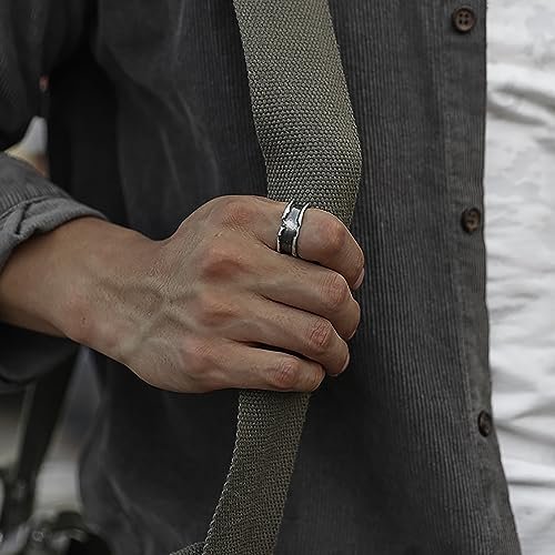 RIOSO 12Pcs Vintage Rings for Men Cool Adjustable Angel Wings Ring Goth Punk Open Ring Set