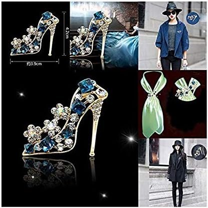 Shuiniba High Heels Shoes Shape Brooch Pin for Women Brides Created Brooch Size 4.2×3.9cm