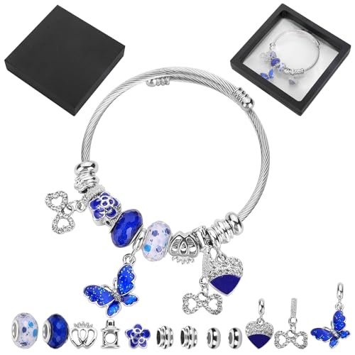 Silver Plated Charm friendship Bracelets for girls,Stainless Steel Bangle bracelets with jewelry box, Adjustable Girls Women Jewelry Suitable for holiday party gifts