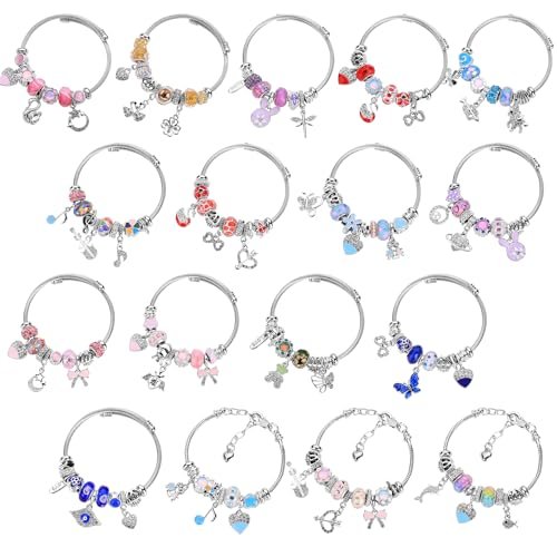 Silver Plated Charm friendship Bracelets for girls,Stainless Steel Bangle bracelets with jewelry box, Adjustable Girls Women Jewelry Suitable for holiday party gifts