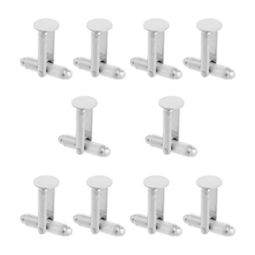 Skyllc® 10 Pieces 10 mm DIY Simple Round Flatback Pad Blank Cufflinks Men's Shirt Cufflinks Jewellery Discovery Accessories (Silver)