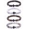 Softones 4PCS Cross Beads Bracelet for Men Women 8mm Healing Lava Stone Stretch Bracelets,7.5"