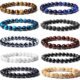SONNYX 10 Pcs 8mm Semi-Precious Gemstones Bracelets Round Beaded Bracelets for Men Women Stone Crystal Stretch Beaded Bracelet Unisex