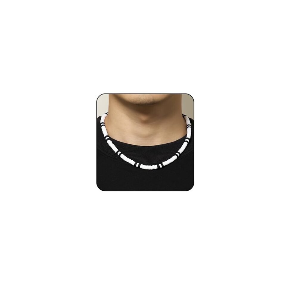 Sora Tuki Puka Shell Necklace Men Surfer Necklace Brown Coconut Shell Necklace Beads Necklace for Men Seashell Conch Beach Necklace for Women Heishi Necklace Summer Jewelry