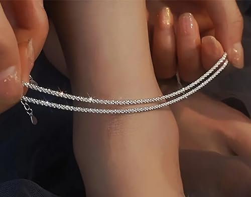 Sterling Silver Ankle Bracelets for Women Sterling Silver Bracelets for Women Anklets for Women Waterproof Adjustable Anklet Bracelets for Women Dainty Silver Bracelet Dainty...