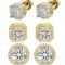 Stud Earrings for Men,18K White Gold Plated Round Square Cubic Zirconia Hypoallergenic Studs Earrings Set for Women