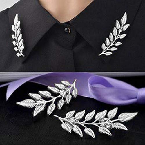 Suit Collar Pin Double Gold Leaves Sweater Brooch Pin Shirt Collar Decoration Jewelry for Women and Men (Gold)