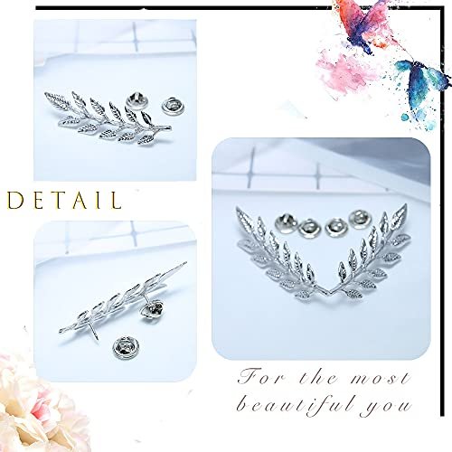 Suit Collar Pin Double Gold Leaves Sweater Brooch Pin Shirt Collar Decoration Jewelry for Women and Men (Gold)