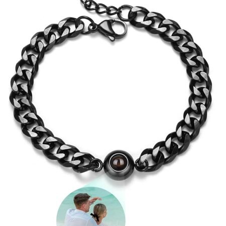 SUPHELPU Custom Bracelets with Picture inside, Titanium Steel Customized Projection Bracelet with Photos, Picture Bracelet Personalized Photo, Memorial Birthday Christmas Gifts...