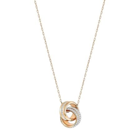 Swarovski Jewelry Crystal Elegance Necklace Collection, with Crystals and Clear Stones on Rhodium and Rose Gold-Tone Finished Metal