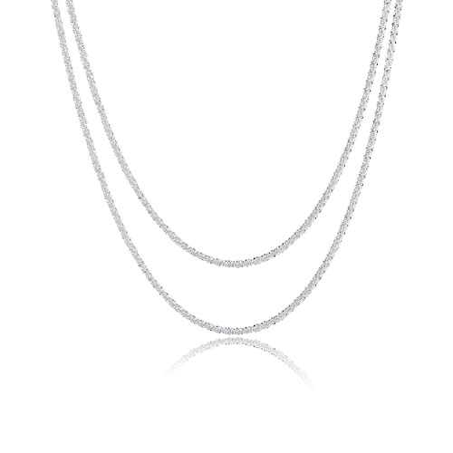 Tasiso Herringbone Choker Necklace Set Double Layer Snake Chain Herringbone Chain Necklace Layering Necklace Set Cuban Chain Necklace for Women
