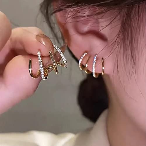 Tewiky Claw Earrings for Women, 14k Gold Plated/Sterling Silver Claw Earrings Cuff Hypoallergenic Subloom Ear Wrap Piercing Stud Earrings Minimalist Trendy Cubic Zirconia Warp...