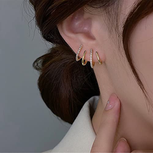 Tewiky Claw Earrings for Women, 14k Gold Plated/Sterling Silver Claw Earrings Cuff Hypoallergenic Subloom Ear Wrap Piercing Stud Earrings Minimalist Trendy Cubic Zirconia Warp...
