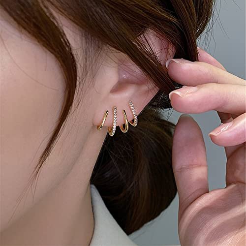 Tewiky Claw Earrings for Women, 14k Gold Plated/Sterling Silver Claw Earrings Cuff Hypoallergenic Subloom Ear Wrap Piercing Stud Earrings Minimalist Trendy Cubic Zirconia Warp...