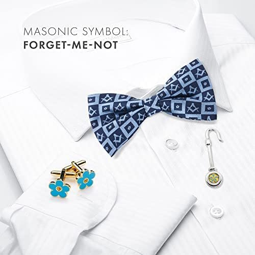 THE MASONIC COLLECTION - Forget Me Not Gold Plated Orange Stone Cufflinks with Velvet Pouch, Metal brass