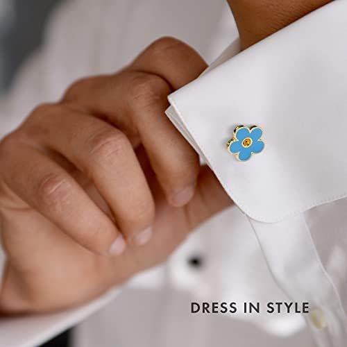 THE MASONIC COLLECTION - Forget Me Not Gold Plated Orange Stone Cufflinks with Velvet Pouch, Metal brass