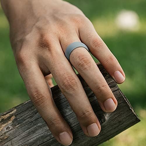 ThunderFit Men Breathable Air Grooves Silicone Wedding Rings, Rubber Engagement Bands 7.8mm Wide 1.8mm Thick - 1/2/3/4/6/7 Variety Multipack