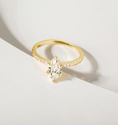 TIGRADE 2CT Engagement Ring for Women Marquise Cut Cubic Zirconia Wedding Band CZ Promise Anniversary Ring Size 3-12