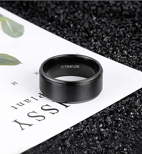 TIGRADE 4mm 6mm 8mm 10mm Black Titanium Rings Wedding Band Matte Comfort Fit for Men Women Size 3-15