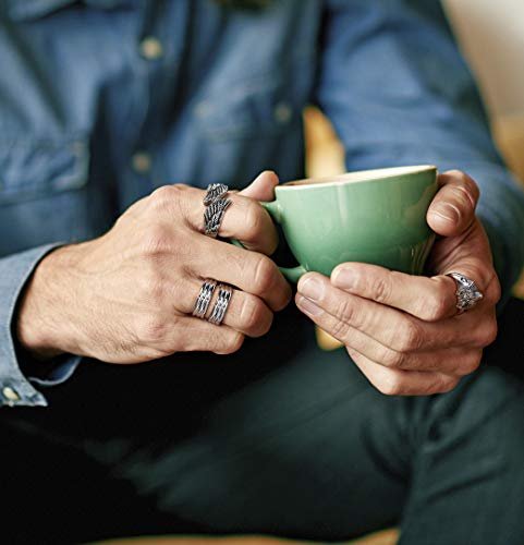 TIGRADE Antique Stainless Steel Ring Feather Angel Wing Cast Black Silver Band Size 4.5-14.5