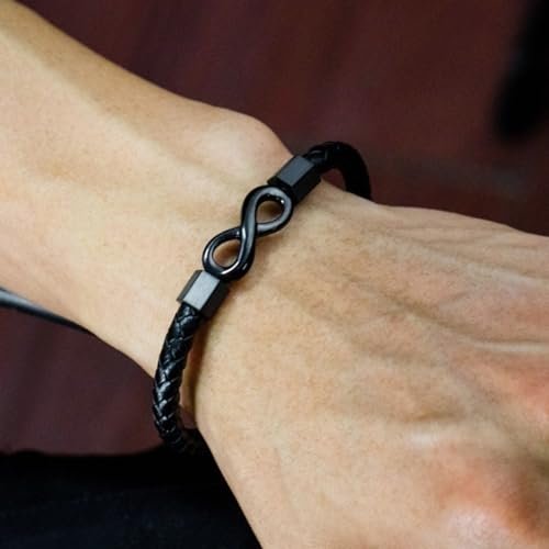 To My Man, Infinity Leather Bracelet Husband Gifts from WifeI Love You Forever and Always Bracelets Boyfriend Anniversary Birthday Christmas Fathers Gifts for Men Son Grandson