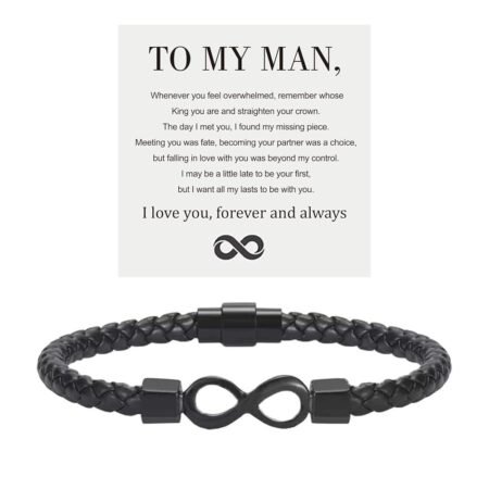 To My Man, Infinity Leather Bracelet Husband Gifts from WifeI Love You Forever and Always Bracelets Boyfriend Anniversary Birthday Christmas Fathers Gifts for Men Son Grandson