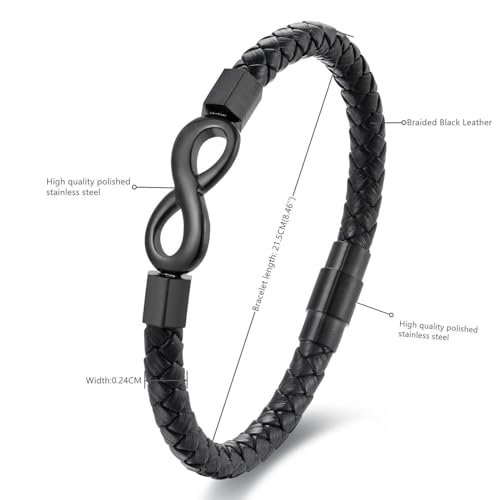 To My Man, Infinity Leather Bracelet Husband Gifts from WifeI Love You Forever and Always Bracelets Boyfriend Anniversary Birthday Christmas Fathers Gifts for Men Son Grandson