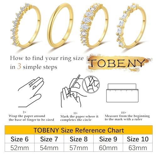 TOBENY Stackable Gold Rings for Women Non Tarnish Dainty 14K Gold Plated Stacking Cubic Zirconia Thumb Ring Set Trendy Statement Promise Wedding Bands Engagement Rings for Women...