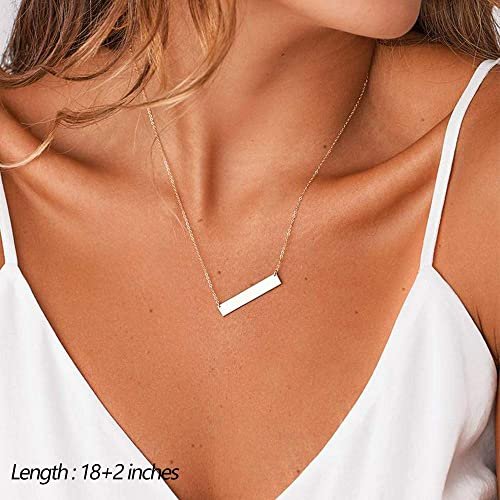 Turandoss Dainty Layered Choker Necklace, Handmade 14K Gold Plated Y Pendant Necklace Multilayer Bar Disc Necklace Adjustable Layering Choker Necklaces for Women