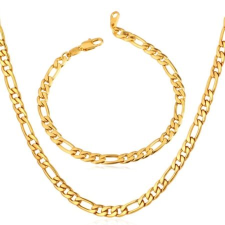 U7 Figaro Chain, Twisted Rope Chain, Men Stainless Steel Necklace,3mm,5mm,6mm,9mm 18K Gold Plated Chains Necklaces for Boys & Women 16"-30"