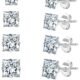 UHIBROS 18K White Gold Plated Square Cubic Zirconia Studs Hypoallergenic Mens Earrings, Stainless Steel Stud Earrings Set for Men 6 Pairs