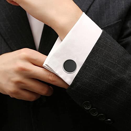UHIBROS Cufflinks For Men, 316L Stainless Steel Tuxedo Shirt Cuff Links Shirt Accessories Unique Business Groom Wedding Black Silver Gold Jewelry for Son, Father, Husband,...