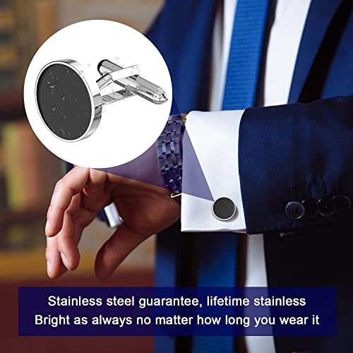 UHIBROS Cufflinks For Men, 316L Stainless Steel Tuxedo Shirt Cuff Links Shirt Accessories Unique Business Groom Wedding Black Silver Gold Jewelry for Son, Father, Husband,...