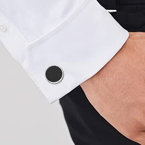 UHIBROS Cufflinks For Men, 316L Stainless Steel Tuxedo Shirt Cuff Links Shirt Accessories Unique Business Groom Wedding Black Silver Gold Jewelry for Son, Father, Husband,...
