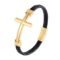 Urban Jewelry Trendy Men’s Cross Bracelet – Lord’s Cross in a Luminous Silver or Gold Finish – Rust & Discoloration Resistant Stainless Steel Charm – Black Genuine Leather Rope...