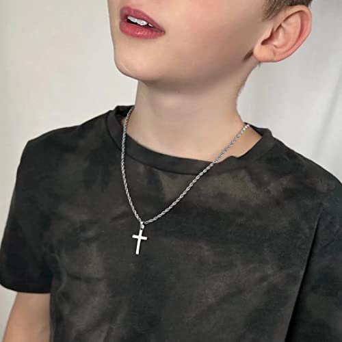 Ursteel Layered Cross Necklace for Men - 18K Gold Silver Black Stainless Steel Mens Cross Necklaces Cross Chain, Layered Rope Chain Cross Necklace for Men 16 18 20 22 24 Inch...