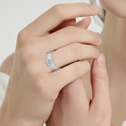 Vintage Celtic Knot Women's Engagement Ring Sets 925 Sterling Silver/14K Gold Plated Stackable Wedding Bands Rings Cubic Zirconia Women Bridal Sets Wedding Ring Band Width 1.8mm...