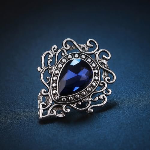 Vintage Silver Color Men's Brooches for Women Lovely Water Drop Badge Flame Crystal Brooch Lapel Pins Fashion Jewelry
