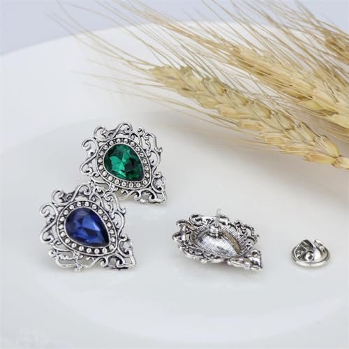 Vintage Silver Color Men's Brooches for Women Lovely Water Drop Badge Flame Crystal Brooch Lapel Pins Fashion Jewelry