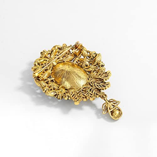 Vintage Teardrop Diamond Brooch Pin for Women Men Crystal Elegant Flower Badge Brooches Laple Pins Scarf Clip Boutonniere Corsage for Clothes Dress Hats Bags Accessory