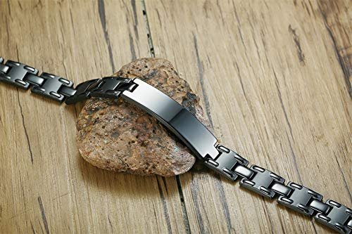 VNOX Customize Personlized Elegant Black Stainless Steel Adjustable Link Biker Bracelet for Dad Husband Boyfriend