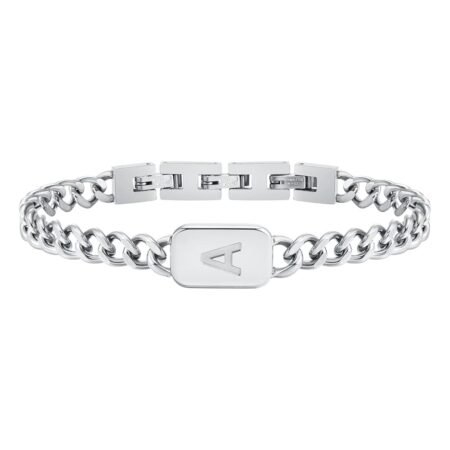 VNOX Initial Bracelet for Men Boys - Simple Mens A-Z Letter Cuban Link Chain Bracelets, Adjustable Solid Stainless Steel Jewelry Gifts for Men Dad Boyfriend